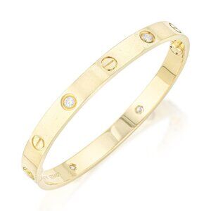 Cartier Love Bracelet Size 17 Gold 4 Diamonds